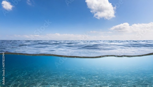 Ocean or sea in half water half sky.   © adobedesigner