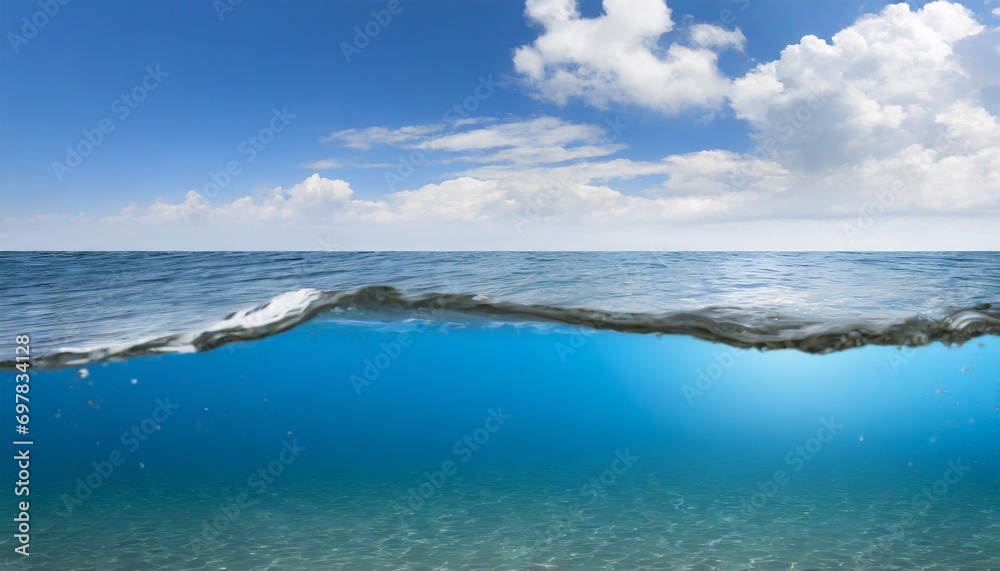 Ocean or sea in half water half sky.