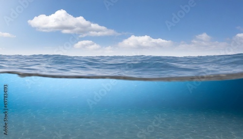 Ocean or sea in half water half sky. (