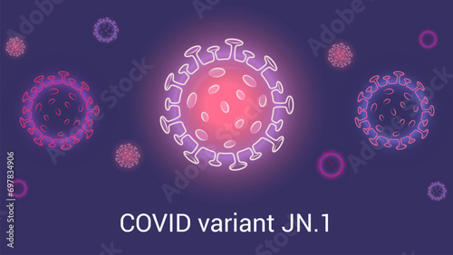 COVID variant JN.1 the omicron subvariant of new coronavirus vector banner. photo