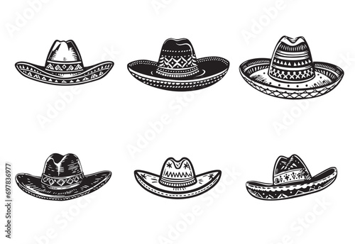 Set of Cinco de Mayo sombrero vector illustration. Cinco de Mayo sombrero Icon and Sign.
