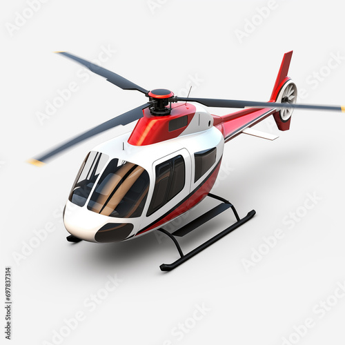 Helicóptero isolado no fundo branco - Ilustração no estilo cartoon  photo
