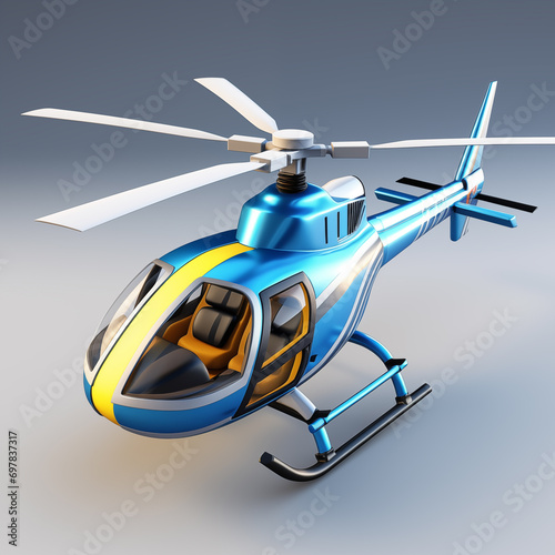 Helicóptero isolado no fundo cinza - Ilustração no estilo cartoon  photo