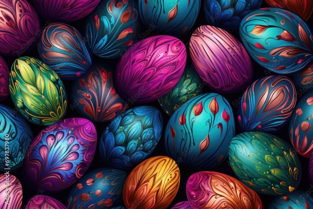 Easter eggs with floral and patterned ornaments Easter eggs with floral and patterned ornaments