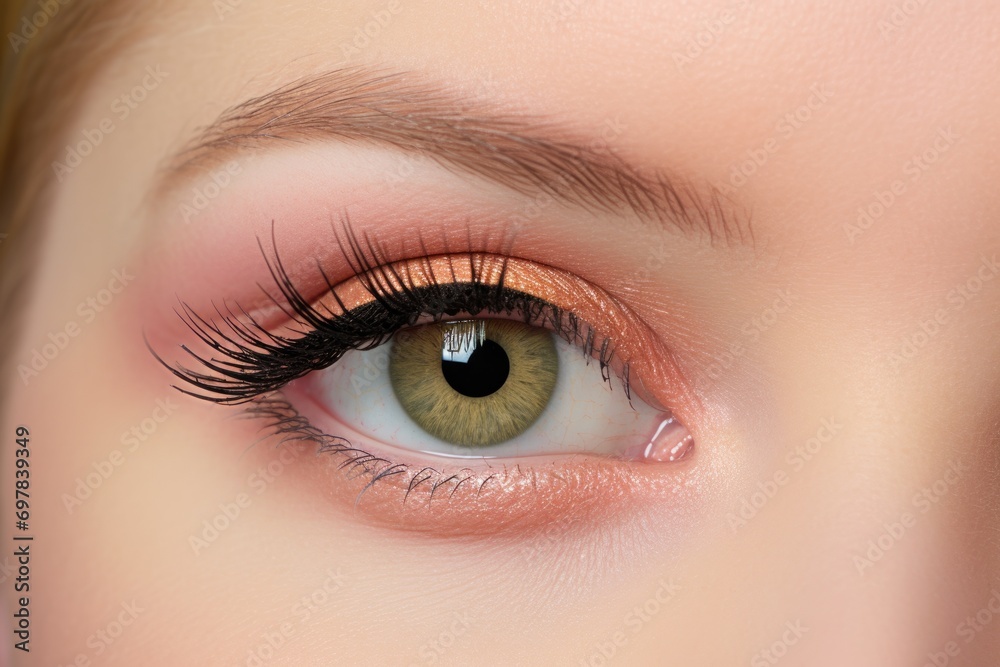 Obraz premium Green-eyed look with peach eye makeup