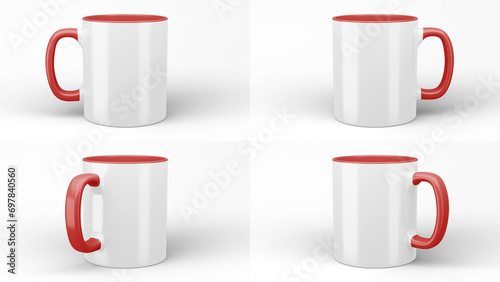 11oz two-tone mugs on isolated background.