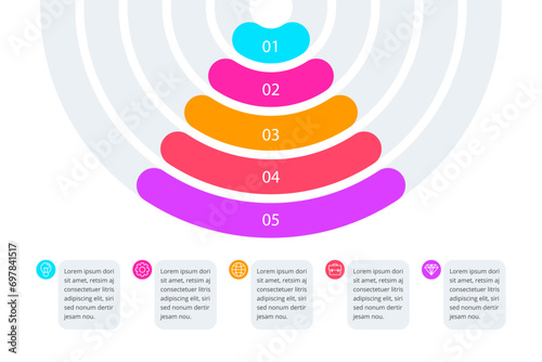 Pyramid infographic template for presentation with replaceable text.