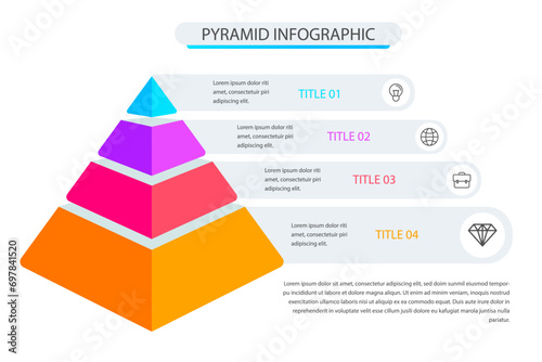 Pyramid infographic template for presentation with replaceable text.
