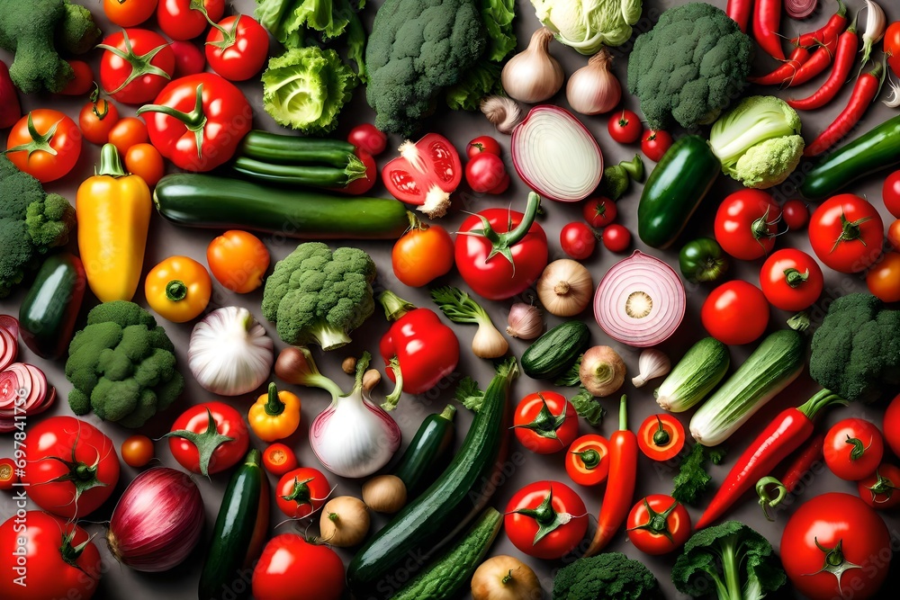 Colorful set of vegetables of red and green color isolated on white ...