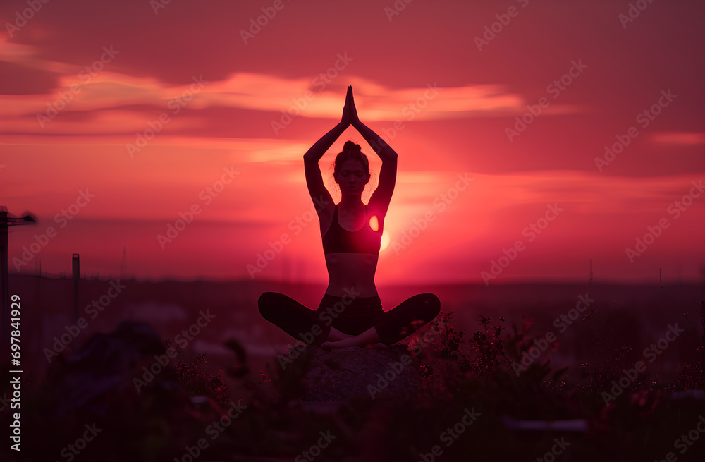 Tranquil Dusk: Yoga Poses in Sunset Glow