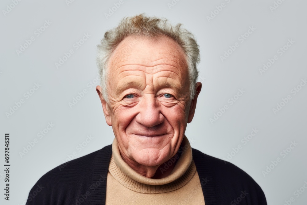 Portrait of a happy senior man with grey hair, isolated on grey background Portrait of a happy senior man with grey hair, isolated on grey background
