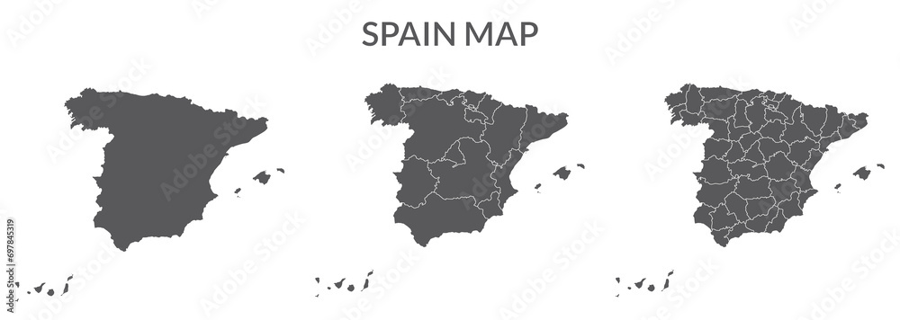 Fototapeta premium Spain map set of grey color