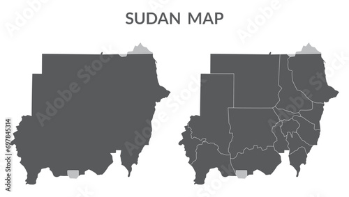 Sudan map. Map of Sudan in grey color