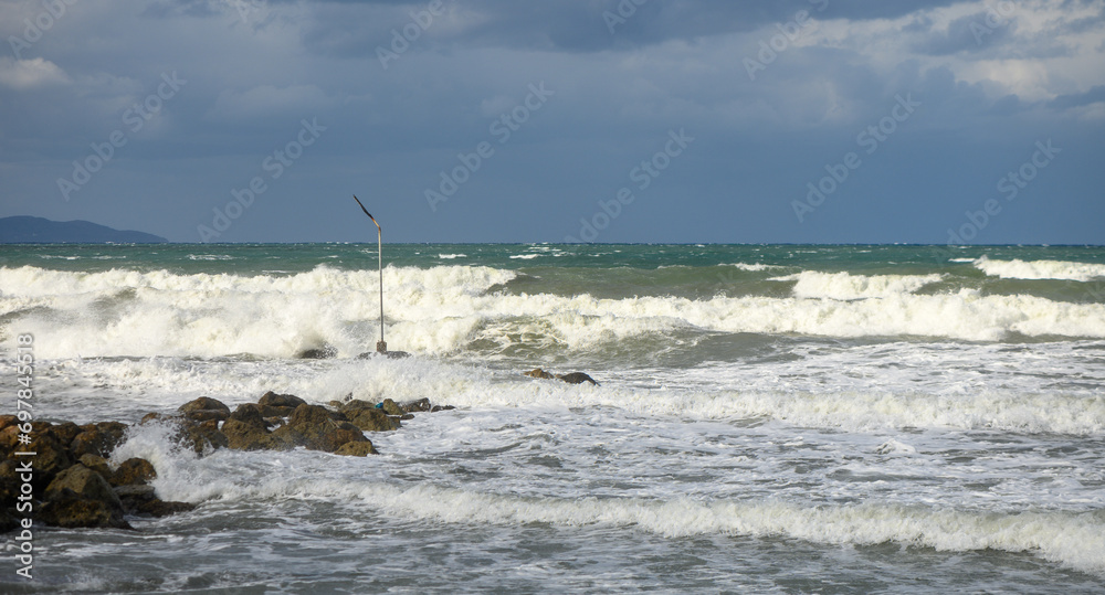 waves on the Mediterranean Sea of ​​Cyprus during a storm 19