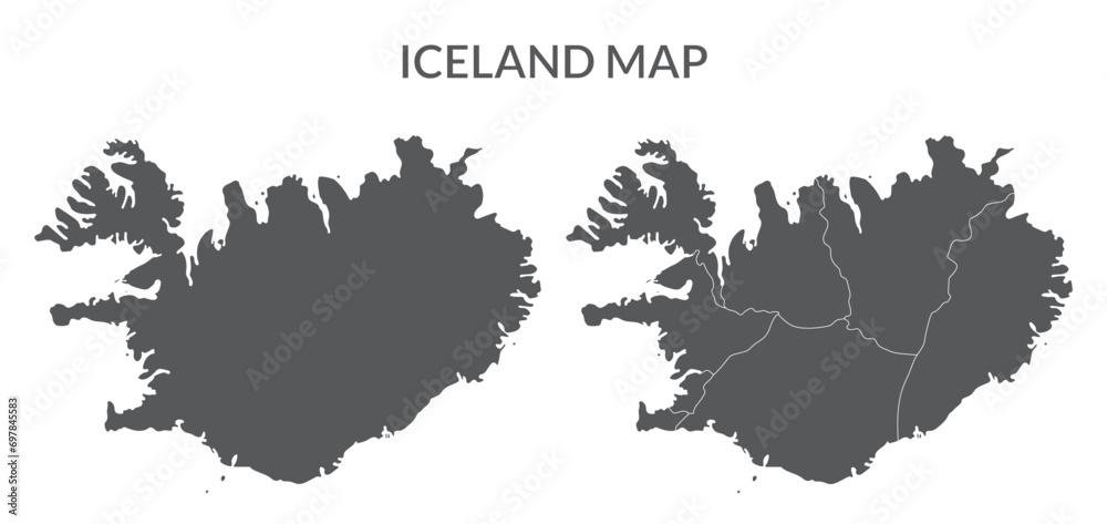 Fototapeta premium Iceland Map set in grey color