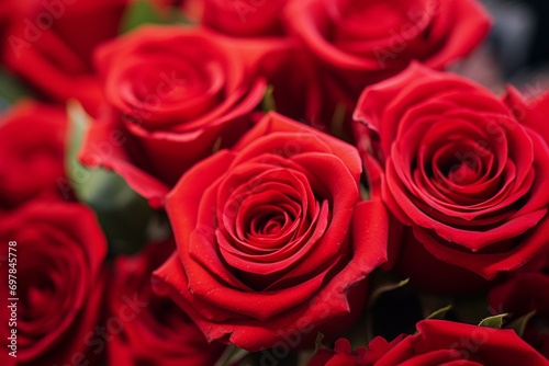 Close up of red roses  perfect for Valentine s Day. Generative AI