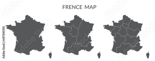 French map set with grey color