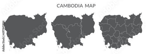 Cambodia map set in grey color