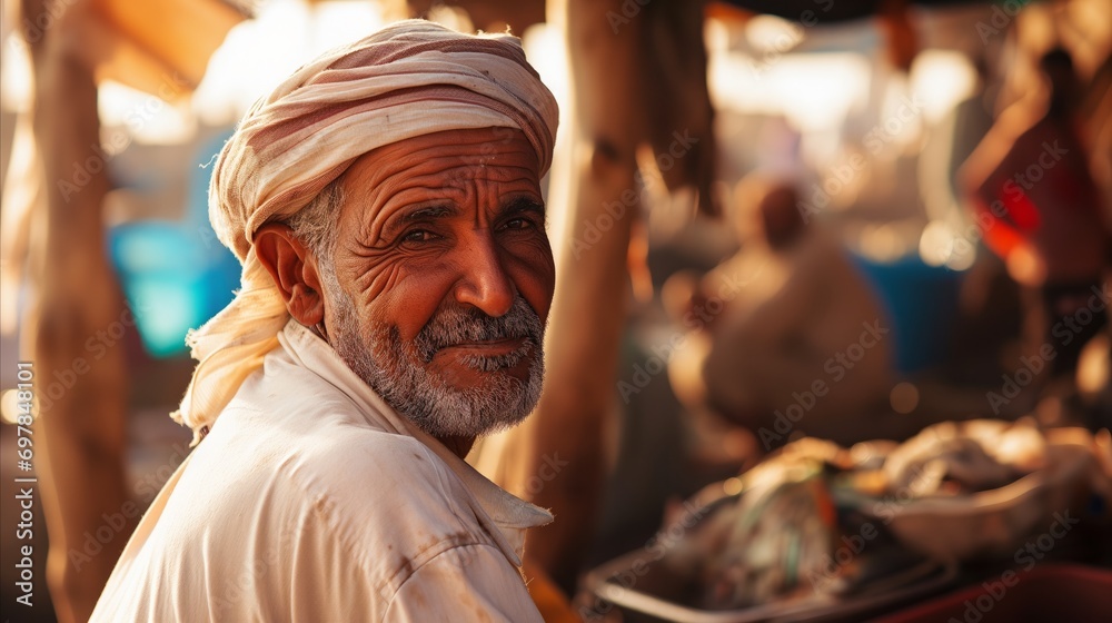 An old man sitting in the market. An old man sitting in the market.