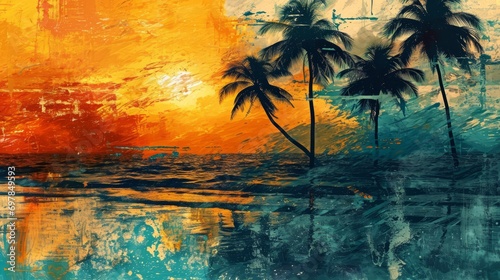 The seashore with palms