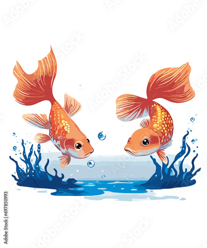 goldfish in water,  ai generated art.