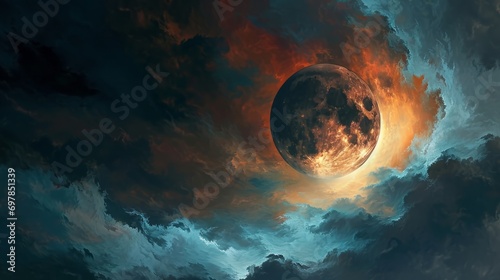 a bloody scary looking giant red full moon. wallpaper background photo