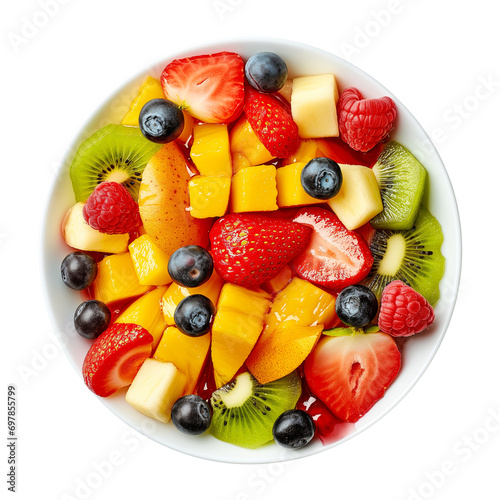 Fresh Tasty Fruit Salad. Overhead View. Recipe Template. Ai Generative