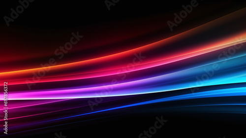 Isolated colorful neon lines on a black background. Abstract colorful neon background