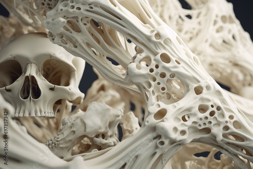3D rendered background showcasing calcium bone structure textures. Generative AI