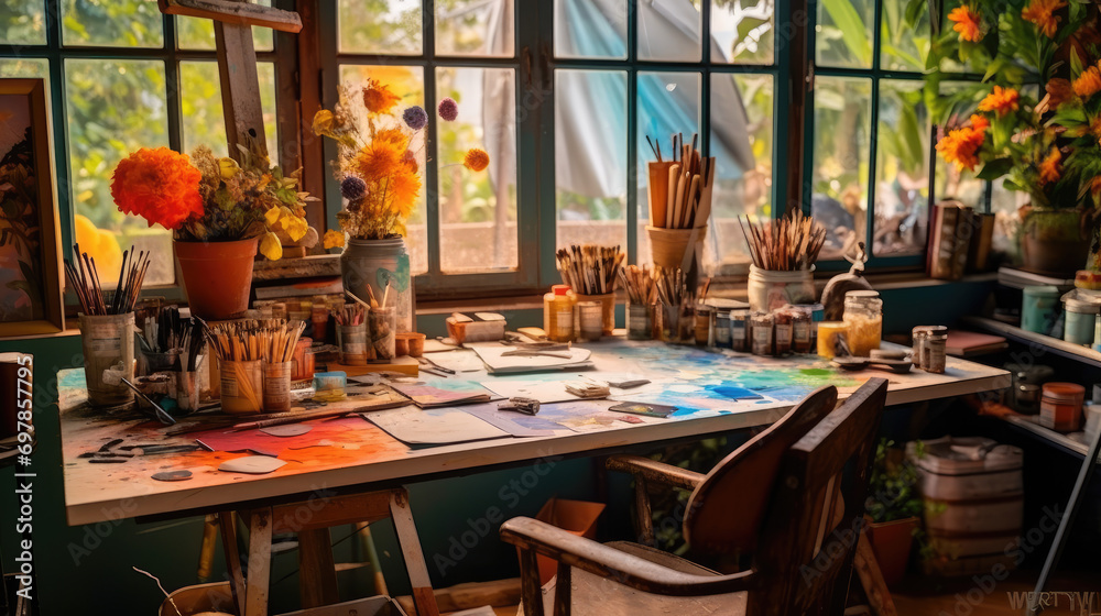 Artist's Rainbow: A Colorful Studio Office