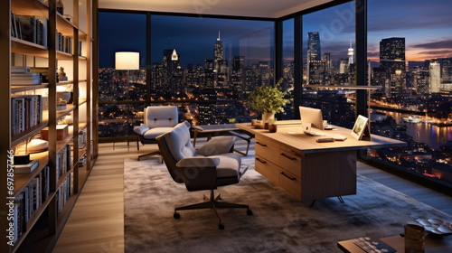 High-Rise Haven: Urban Skyline Home Office