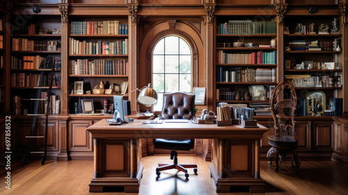 Scholar's Haven: The Grandeur of a Traditional Home Library photo