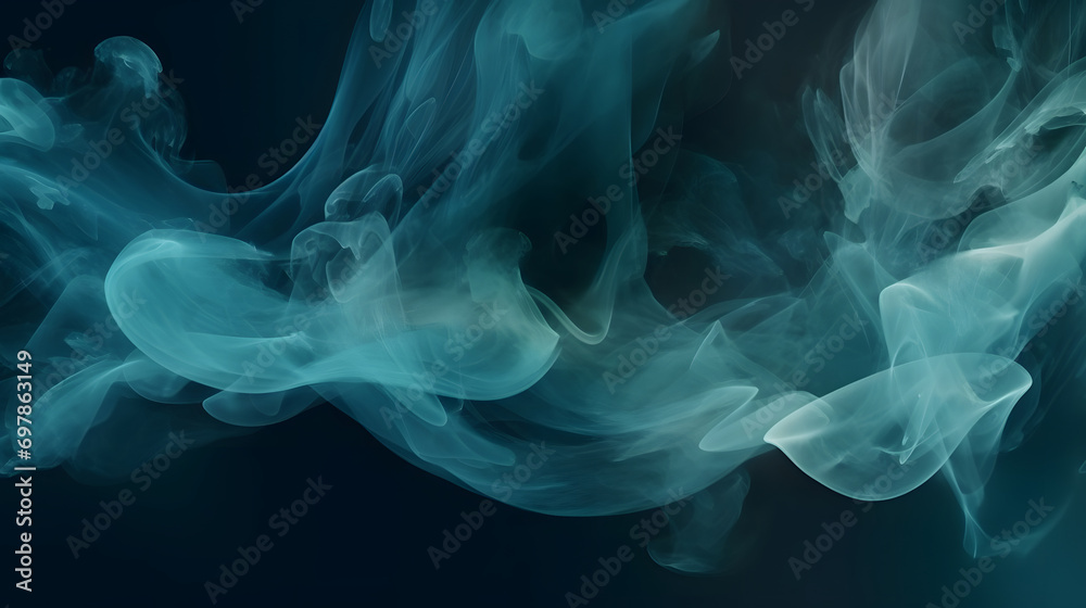 Obraz premium Fluffy Puffs of Smoke and Fog on Black Background