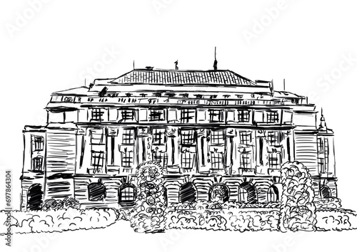 Canvas Print Sketch bulding of Faculty of Arts, Charles University