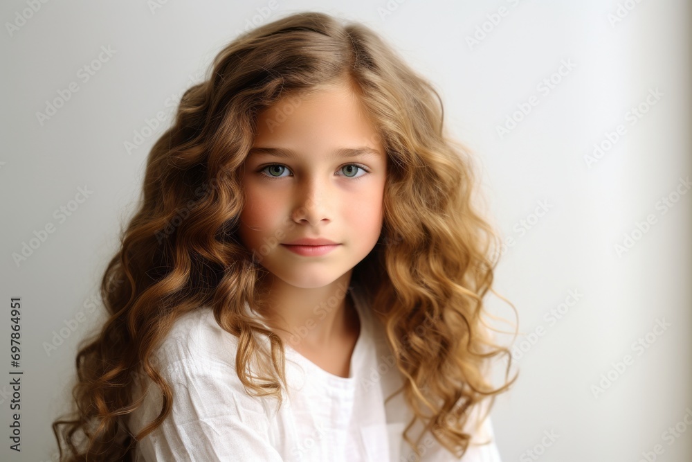 Portrait of a beautiful little girl with long wavy hair. Portrait of a beautiful little girl with long wavy hair.