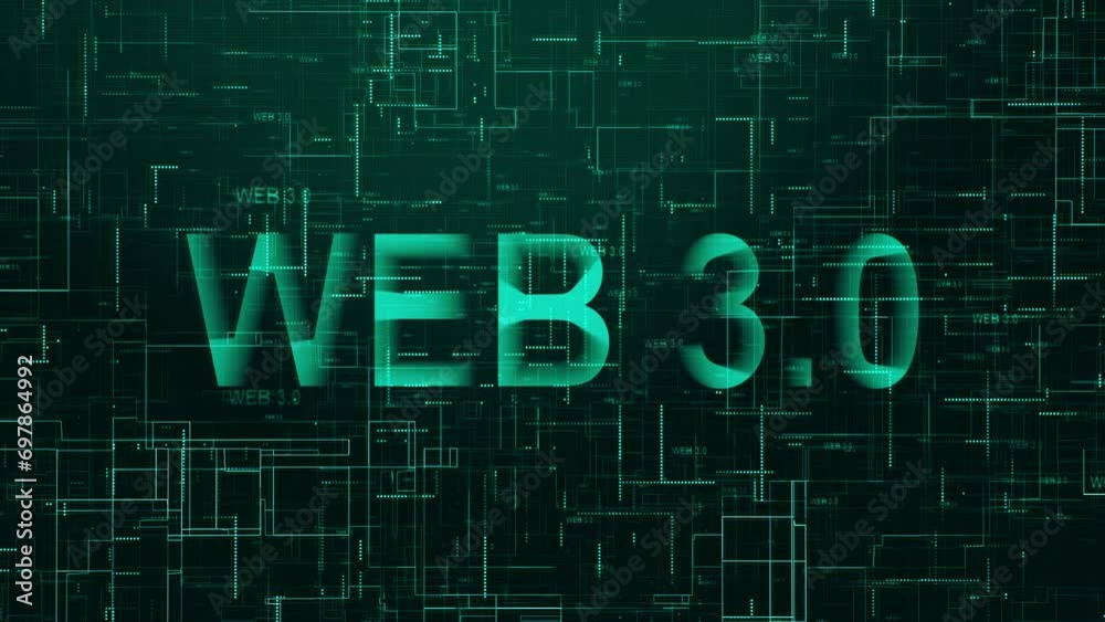 Web 3.0 text technology data line motion animation cyan Web 3.0 text technology data line motion animation cyan