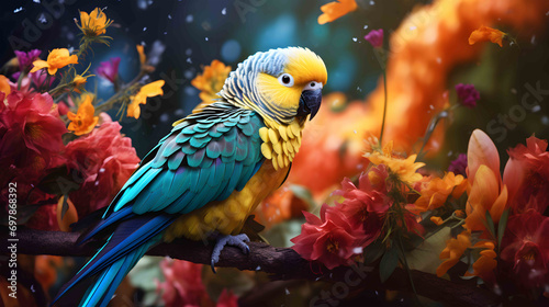 Parrot's Paradise in Floral Haven © DigitalNestEgg