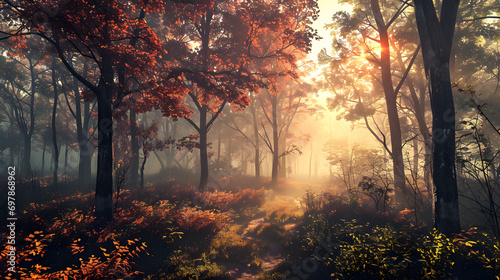 misty forest in the morning