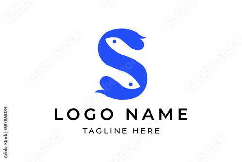 Letter S Fish Logo Design Vector