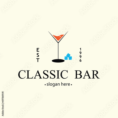 vintage classic bar logo design.alcoholic drink icon.template inspiration