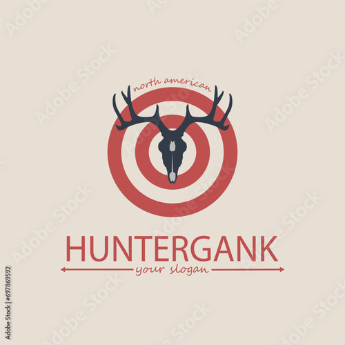 retro antlher deer for wildlife logo design.deer silhouette