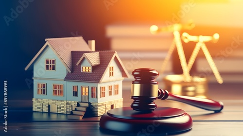 Concept Of Real Estate Law, Auctions, And Home Purchase. Сoncept Real Estate Law, Auctions, Home Purchase, Property Transactions, Legal Rights photo