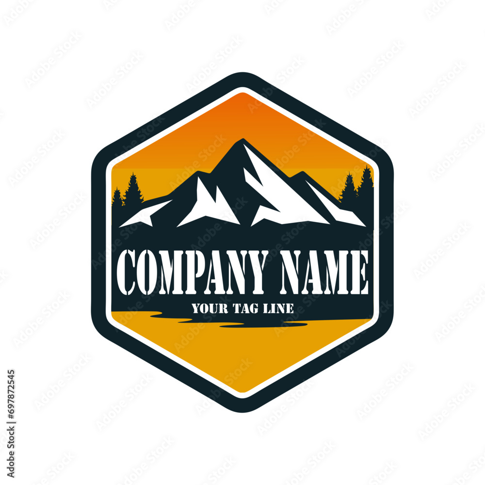 Obraz premium mountain road sign logo