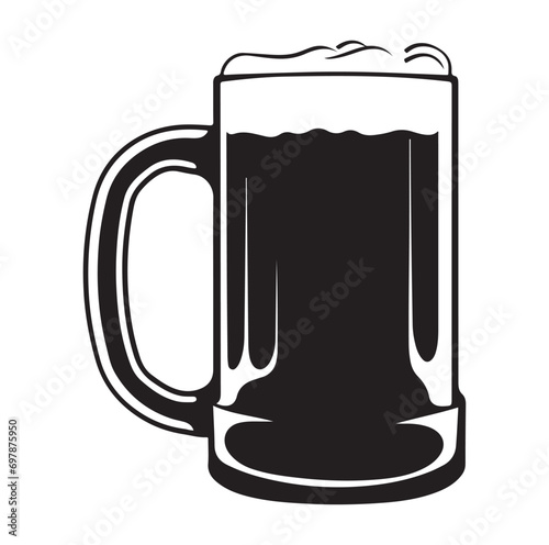 Glass of beer engraving style. Hand drawn black color vintage vector illustration.