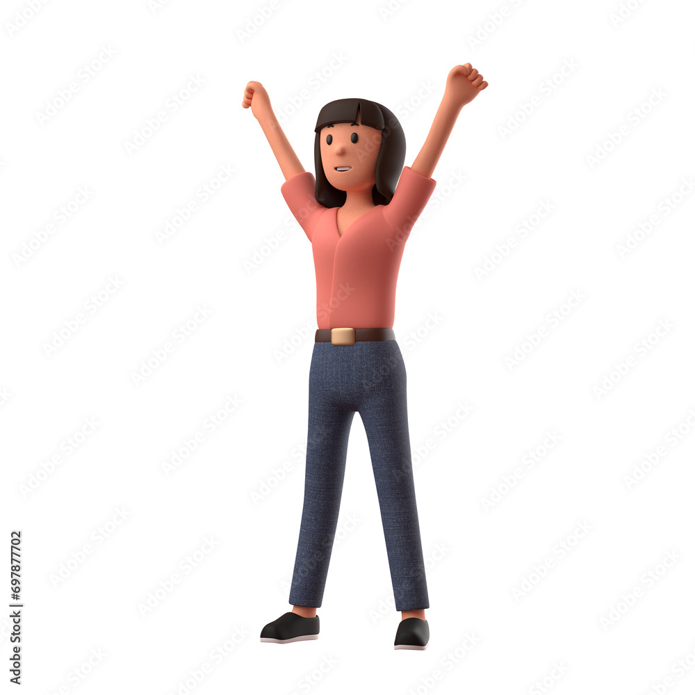 3d businesswoman has achieved success.  3d illustration.3d rendering.