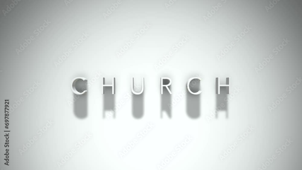 Church 3D title animation with shadows on a white background Church 3D title animation with shadows on a white background