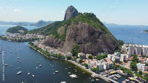 Picturesque aerial video of the Sugarloaf Mountain and Urca neighborhood in Rio de Janeiro, Brazil
 photo