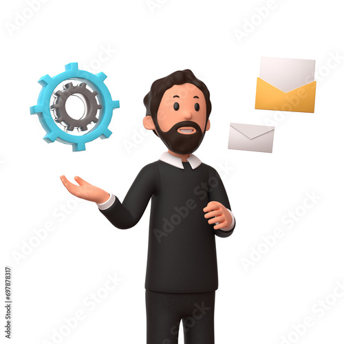 3d businessman use strtategy to  get some project illustration. 3d illustration.3d rendering. photo