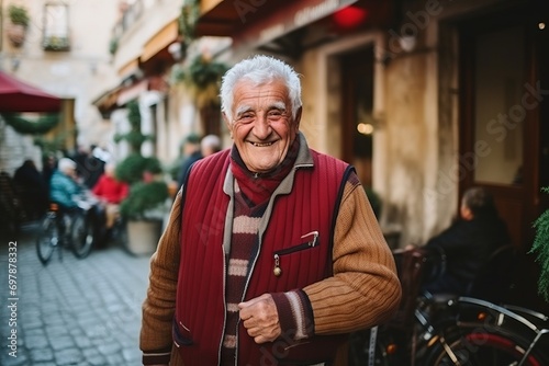 Portrait of an old man on the streets of a European city