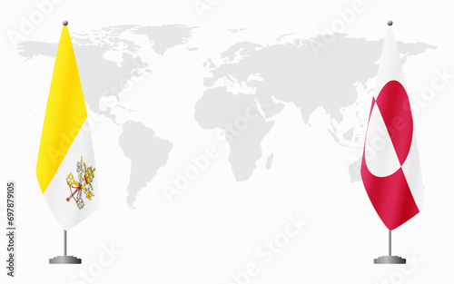 Vatican and Greenland flags for official meeting